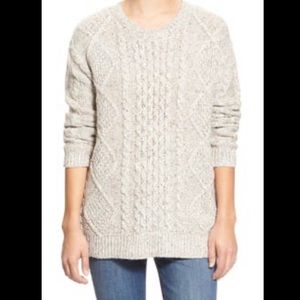 Treasure & Bond Cable Knit Sweater Tan Speckled Crewneck Women’s XS Cozy Neutral